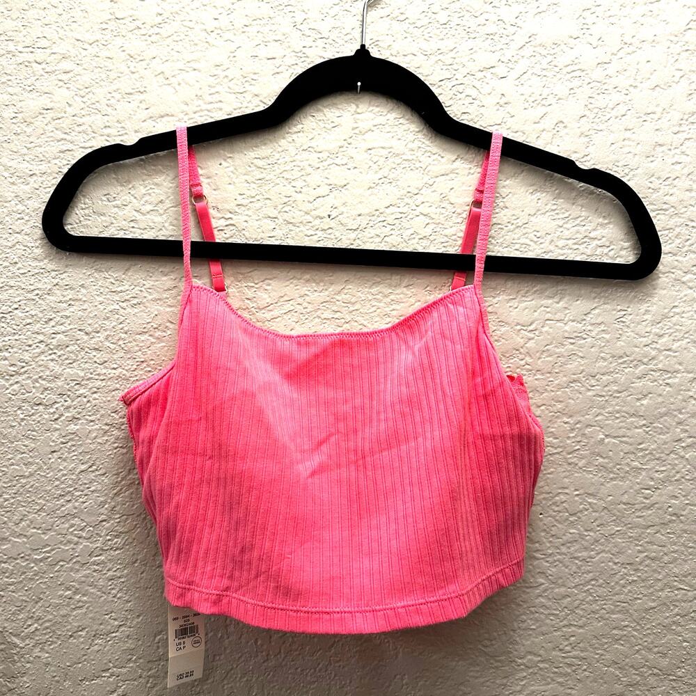 Aerie Womens Pink Solid Ribbed Crop Shelf Real Good Bralette Bras Size Small NWT